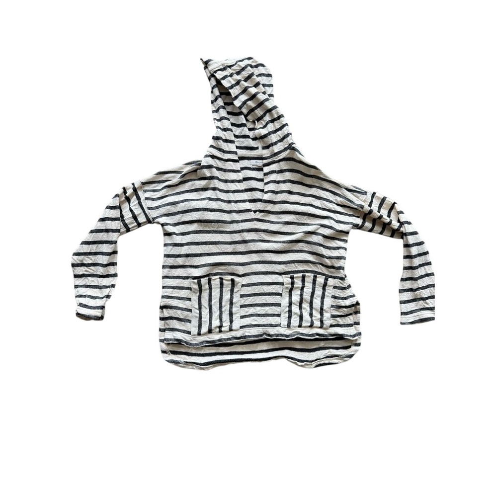 Madewell Striped Hoodie Coastal Grandma Nautical Cream Navy Cotton XS F3193